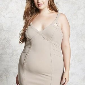 FOREVER 21+ Tan Bodycon Mini Dress